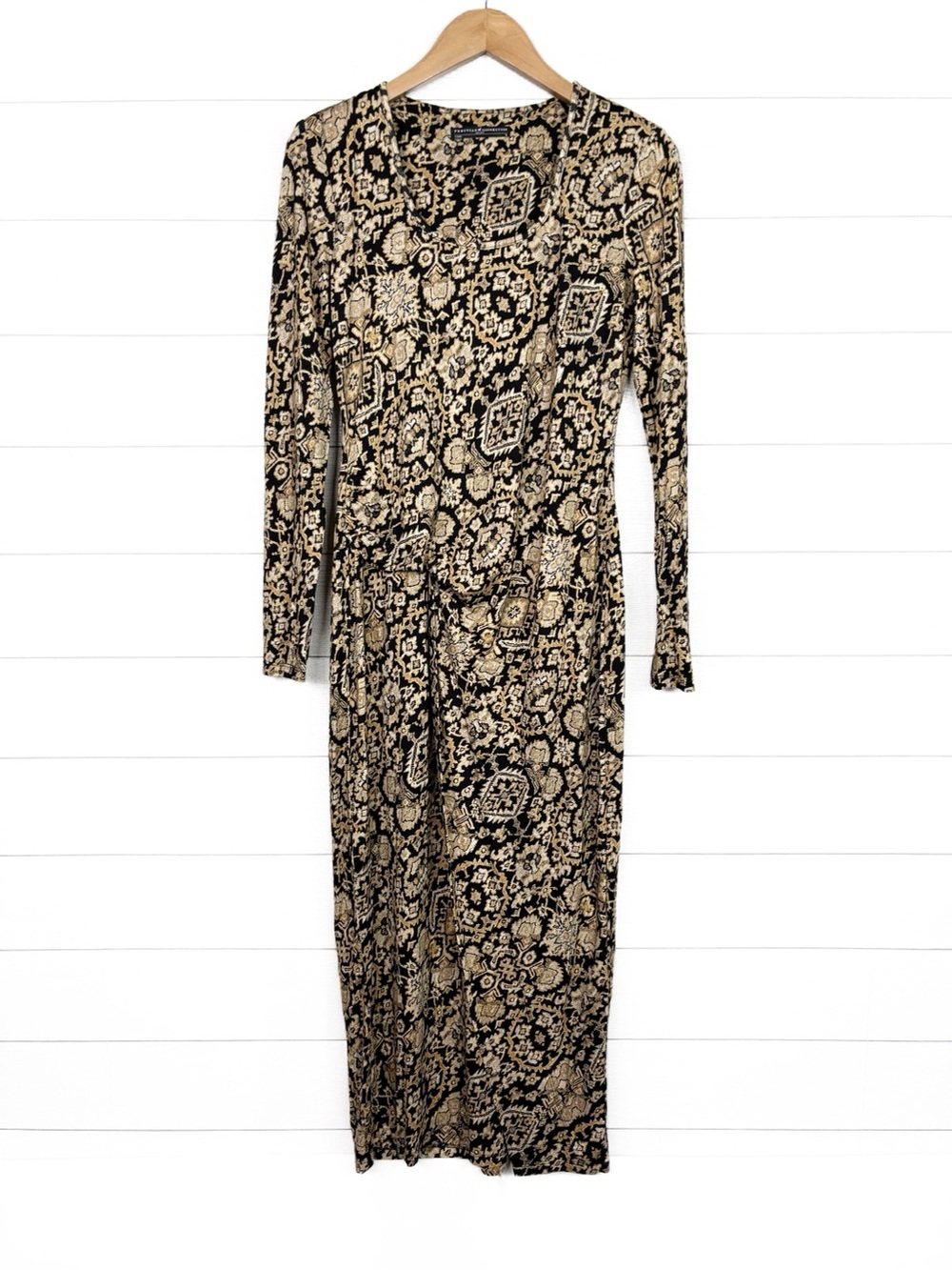 Peruvian Connection Shalimar Maxi Dress Tan Black Medium NWOT